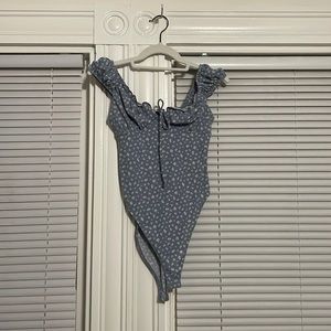 Blue floral body suit